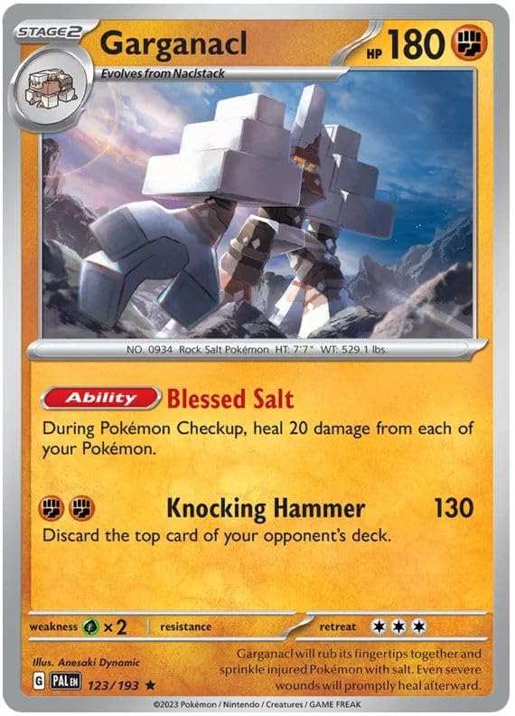 Garganacl 123/193 Rare Pokemon Card (SV2 Paldea Evolved) + 1x